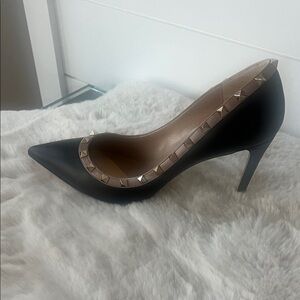 Valentino Garavani Black Heels with Gold Studs